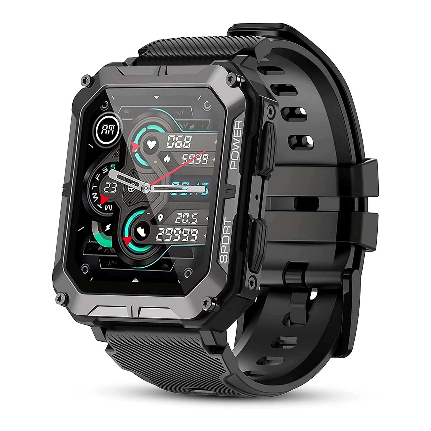 Military Smart Watch with Bluetooth Calling Smartwatch for Men and Women Fitness Tracker with Heart Rate Monitor Sleep and Waterproof Military Smart Watch with Bluetooth Calling Smartwatch for Men and Women Fitness Tracker with Heart Rate Monitor Sleep and Waterproof